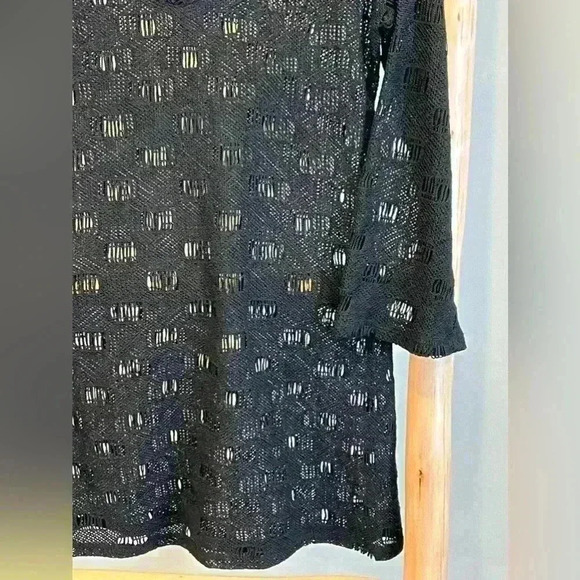 Vintage Y2K Vanity size small black Open Knit mini dress - Picture 2 of 6